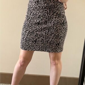 Floral Black and Gray Skirt